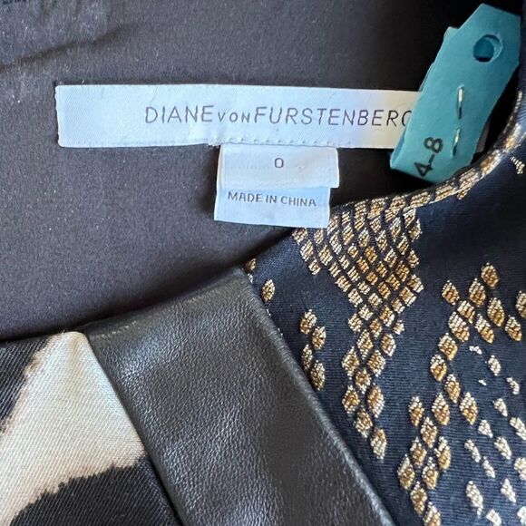 Diane von Furstenberg Nikita Black Combo leather shift dress sz 0 - Picture 7 of 9